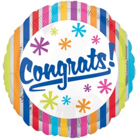 18" Congrats Bright Silver Stripes