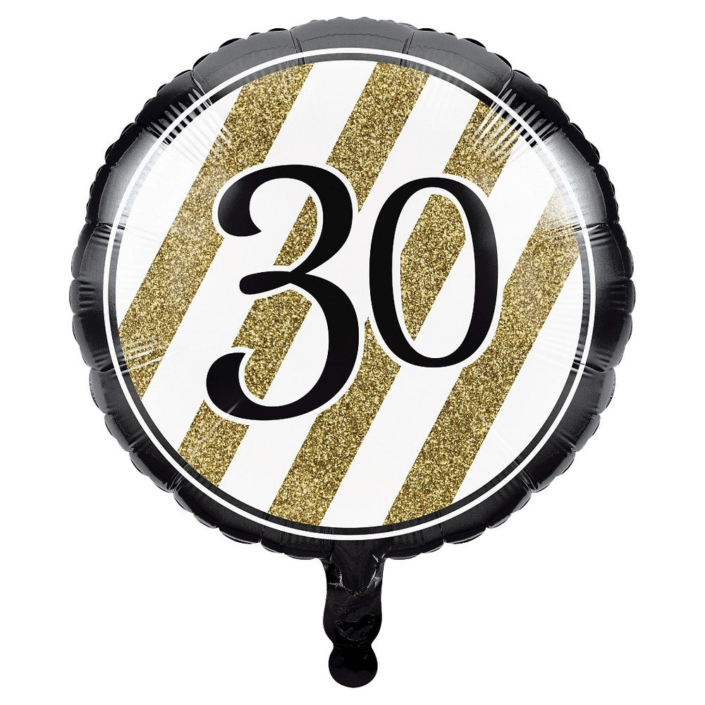 18" Creative Converting Black and Gold 30th Birthday