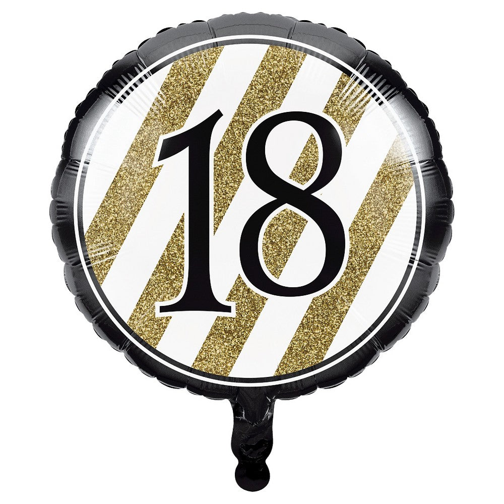 18" Black & Gold 18th Birthday Mylar