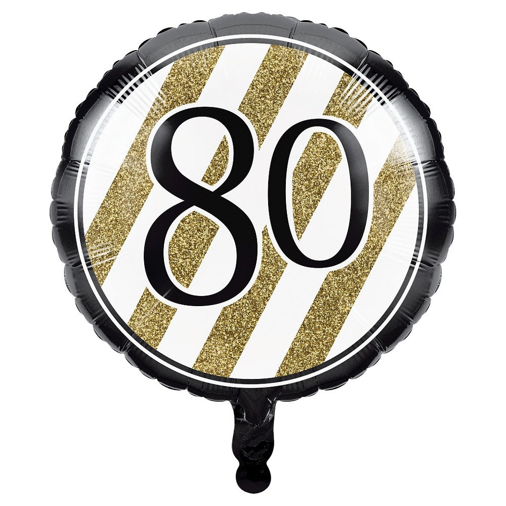 18" Black and Gold 80th Birthday