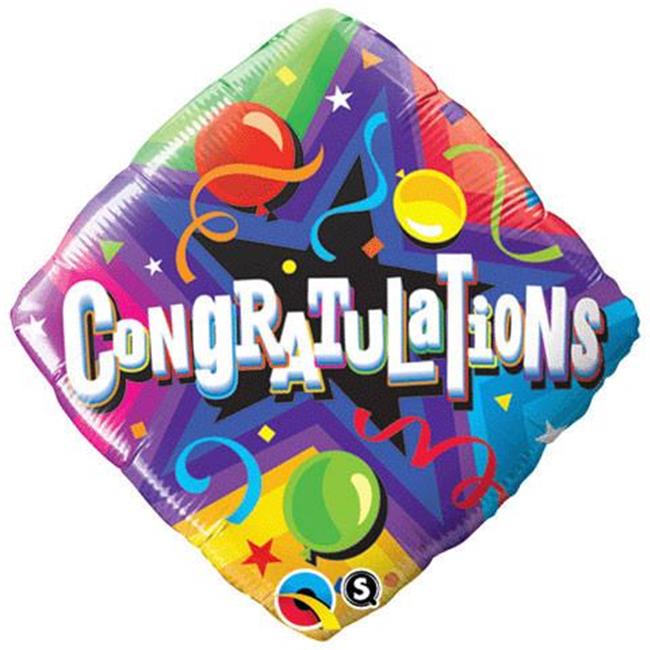 18" Congratulations Party Time Multicolored Diamond Shape