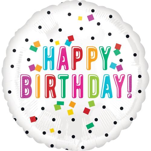 18" HAPPY BIRTHDAY COLORFUL CONFETTI