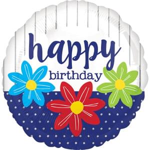 18" HAPPY BIRTHDAY SKETCHED FLOWERS