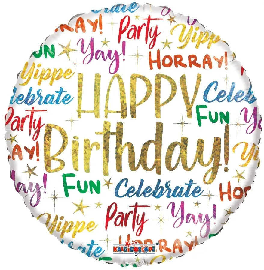 18" Birthday Messages - Holographic Balloon